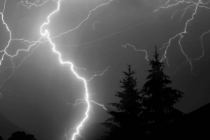 Dark sky with lightning