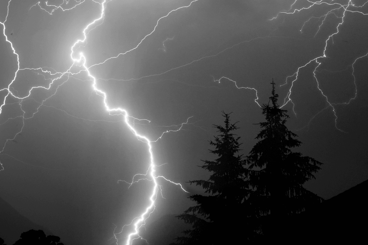 Dark sky with lightning
