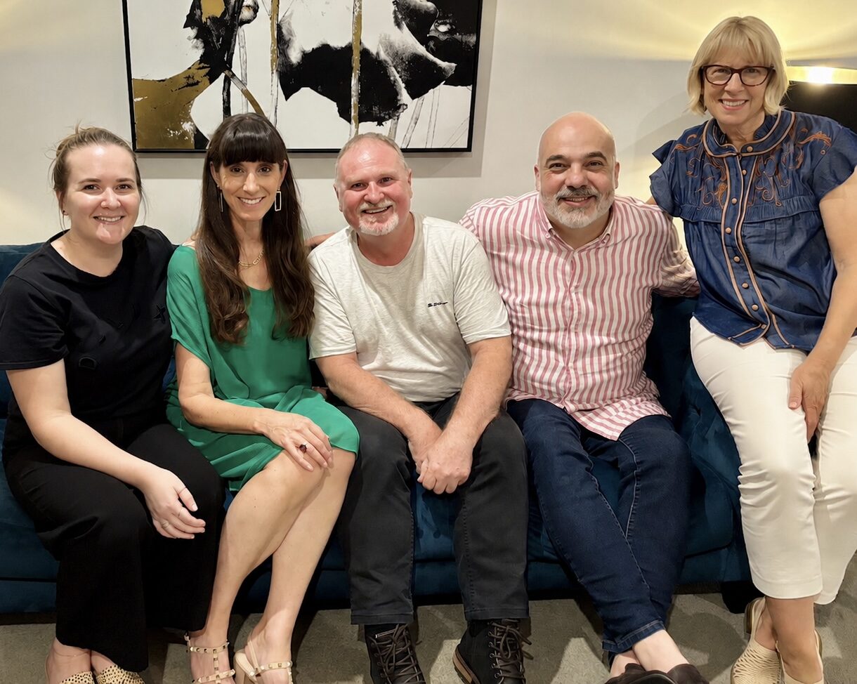 From L to R, Jenny, Tania, Pete, Dave B, Vicki (Dave C absent)